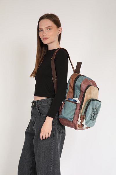 Street Bag Ethnic Authentic Bohemian Compass Κεντημένο αδιάβροχο σακίδιο πλάτης με ορθοπεδική υποστήριξη 3 ματιών