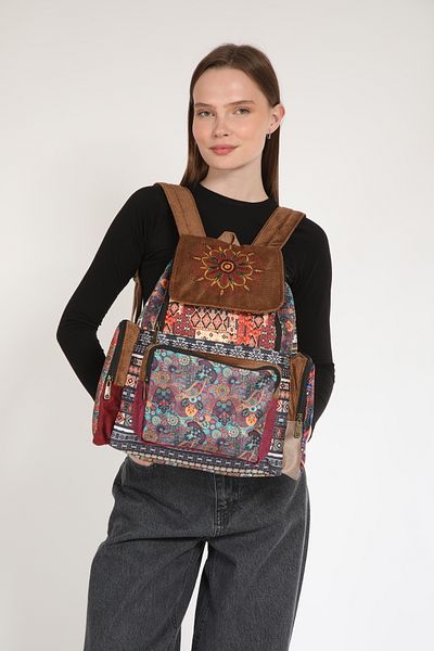 Street Bag Ethnic Bohemian Αυθεντικό Σχέδιο Συνονθύλευμα 5 Θέσεων Σακίδιο πλάτης Ορθοπεδικό Αδιάβροχο