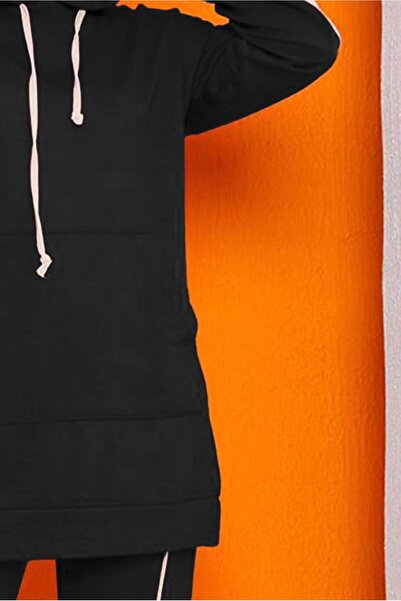 TRENDTESETTÜR Women's Black Color Blocked Trousers Tracksuit Set 2822