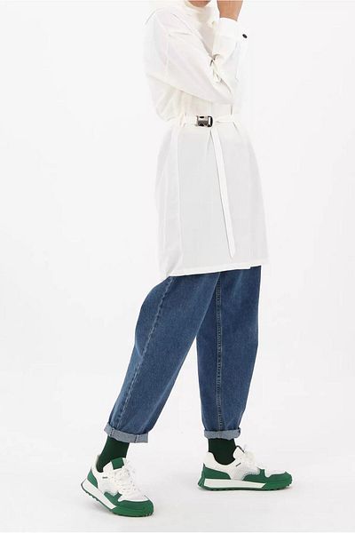 TRENDTESETTÜR Women's Ecru Belted Tunic 70105