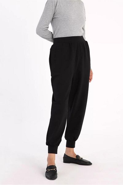 TRENDTESETTÜR Women's Black Elastic Leg Trousers 88007