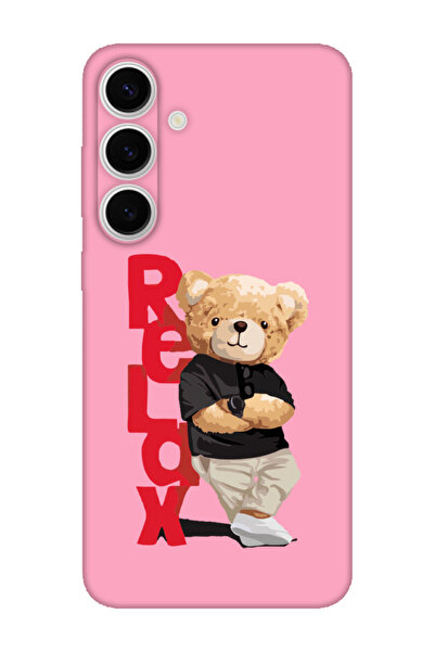 frondcase حافظة هاتف سامسونج S24 FE تيدي بير ريلاكس باللون الوردي