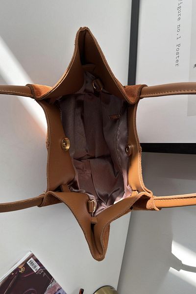 LEONAS Τσάντα χειρός και ώμου από γνήσιο δέρμα Mini Belted Denny Brown