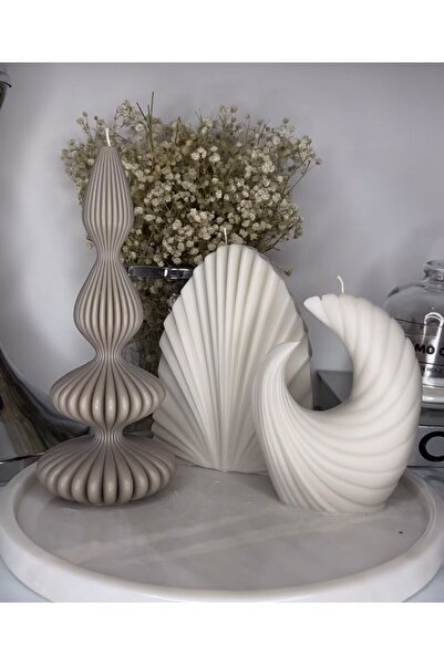 SCA CANDLE Dekoratif Luks Beyaz Renk Tekli Mum Kokulu Modern Dekoratif Soy Mum
