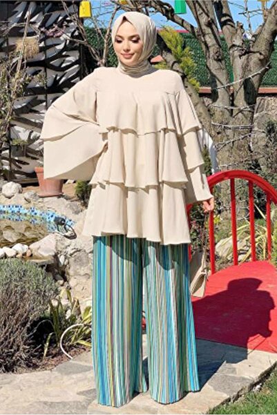 TRENDTESETTÜR Γυναικείο μπεζ (STONE) φουλάρι τουνίκ 3542