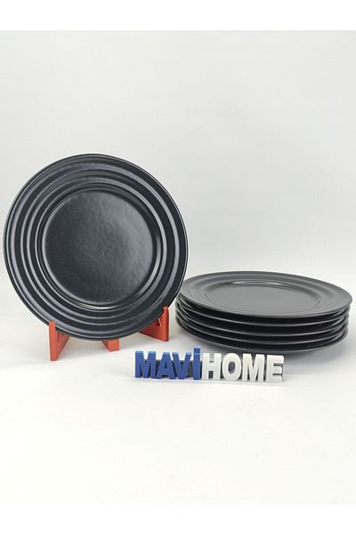 Kütahya Porselen New Tuana Series 20 cm Anthracite Dessert Plate Set of 6
