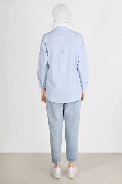 TRENDTESETTÜR Women's Blue (A.BLAU) Buttoned Basic Tunic 3900