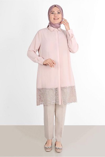 TRENDTESETTÜR WOMEN'S POWDER (K.SOMON) TUNIC WITH SKIRT DETAIL 20049
