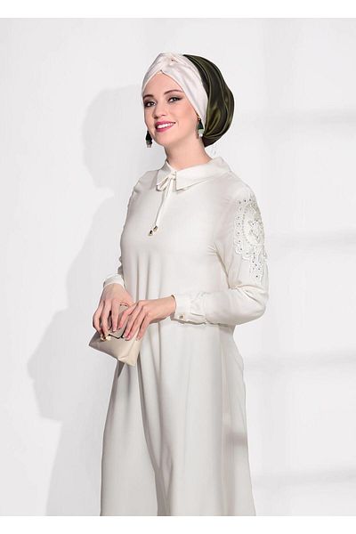 TRENDTESETTÜR Γυναικεία Κρέμα T 61781 Elegance- Μανίκι με λεπτομέρεια από γκιπούρ