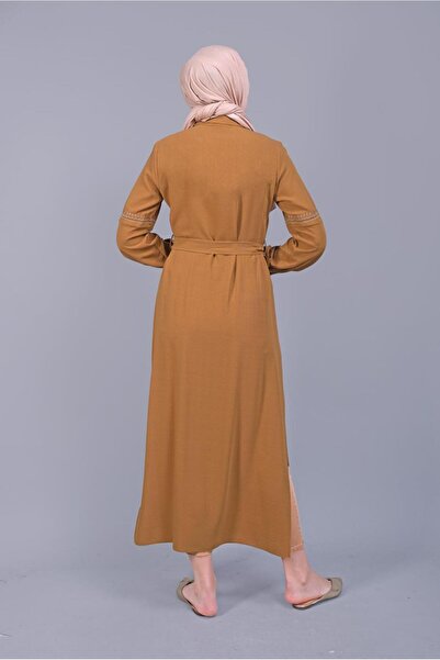 TRENDTESETTÜR Women's Orange (MUSTARD) Embroidered Belted Tunic 40739