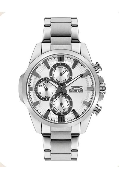 Slazenger Dual Time Function White Dial 5 Atm Waterproof Steel Men's Wristwatch