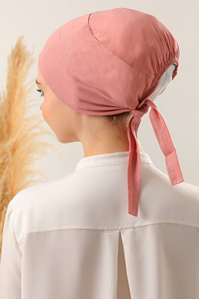 Melodi Scarf Women's Hijab Stitched Set Bone Powder 3 Pieces Binding Combed Cotton Bone