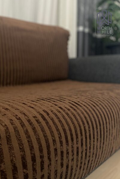 WorthWhile غطاء مقعد مخملي بني مقاس 160x210 سم - دعم إسفنجي، تصميم مضاد للانز...