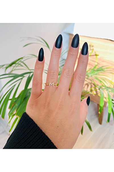 RM Bijuteri Zirkon Taşlı Marka Model Tasarım M Harfi Ayarlanabilir Çelik Harf...