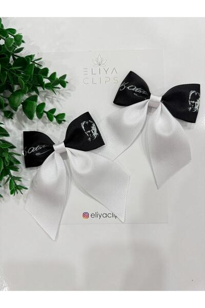 Eliya Clips قطعتان من صورة ظلية أتاتورك باللون الأبيض والأسود مع طباعة توقيع ...
