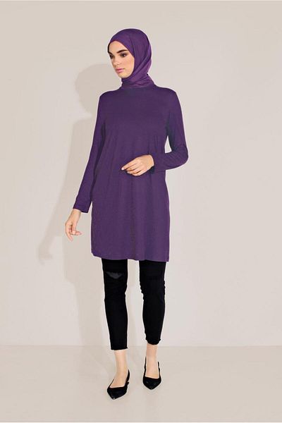 TRENDTESETTÜR Women's Purple (K.PURPLE) Knitted Viscose Tunic 40825
