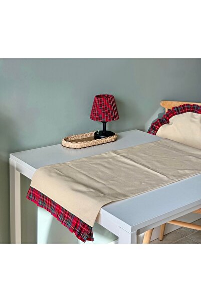 Maison Avf American Service - Placă de rulare plisată din in brut cu model în...