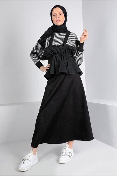 TRENDTESETTÜR Γυναικεία Μαύρη Καστόρινη Φούστα 30329
