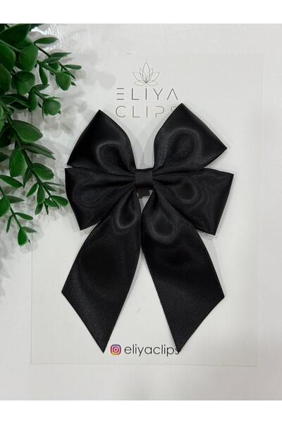 Eliya Clips Black Shiny Satin Ribbon Bow New Year's Day 23 April 29 October 1...