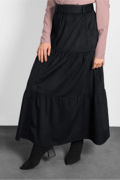 Alvina Buttoned Belted Volume Skirt 60036