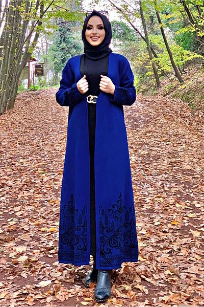 TRENDTESETTÜR Γυναικεία πλεκτή ζακέτα με μοτίβο Navy Blue (SAKS) 35281-2