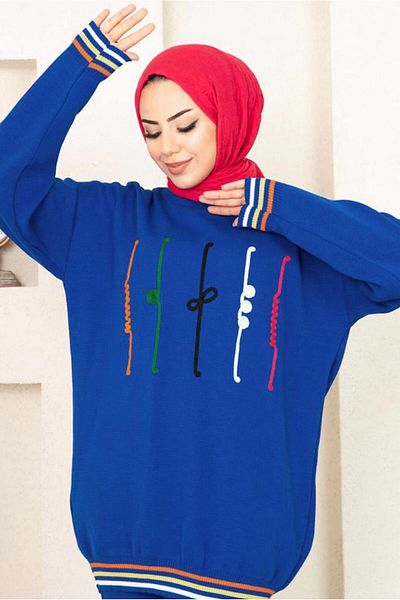 TRENDTESETTÜR Γυναικείο πλεκτό παντελόνι με μοτίβο Navy Blue (indigo) 6922