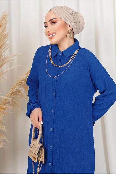 TRENDTESETTÜR Γυναικείο Navy Blue (INDIGO) Σετ παντελονιού με αλυσίδα με ανάγλυφο σχέδιο T 3603