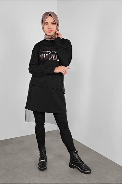 Alvina 41239 Model Tulle and Printed Double Tunic