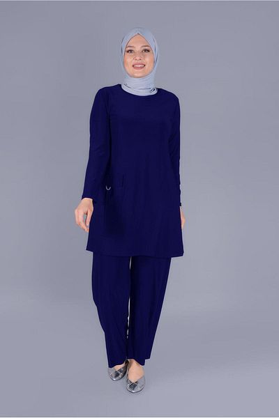 TRENDTESETTÜR Γυναικείο Navy Blue (K.SAKS) Σετ παντελονιού με λεπτομέρεια τσέπης T 20157