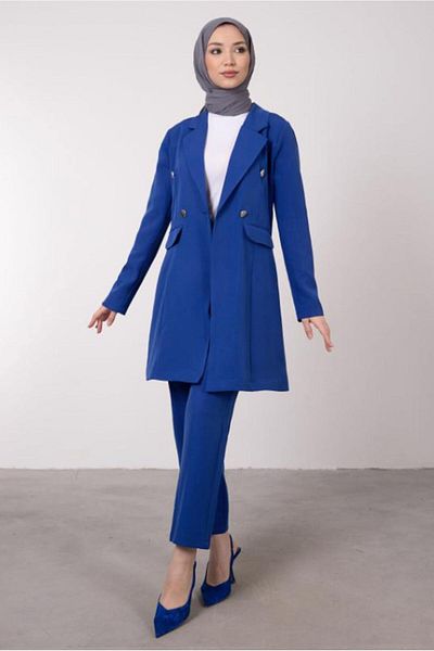 TRENDTESETTÜR ΓΥΝΑΙΚΕΙΟ ΣΚΟΥΡΟ ΜΠΛΕ (SAKS) ΔΙΠΛΟ ΚΡΕΠ ΣΕΤ ΜΕ ΕΛΑΣΤΙΚΗ ΜΕ ΚΡΕΠ ΜΕ ΚΡΕΠ Τ 1585