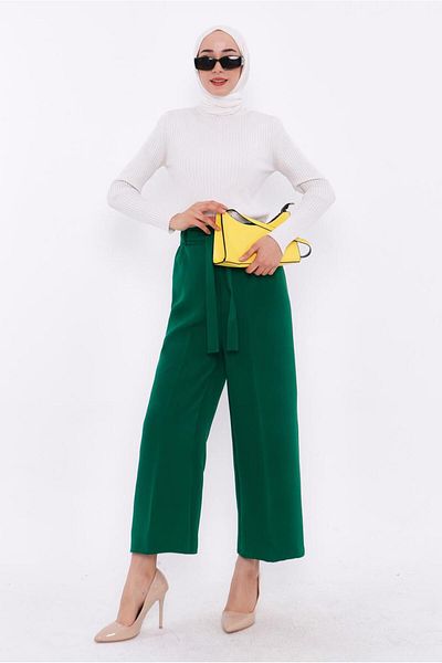 TRENDTESETTÜR Green (Benetton) Women's Elastic Waist Leg Trousers t 80079