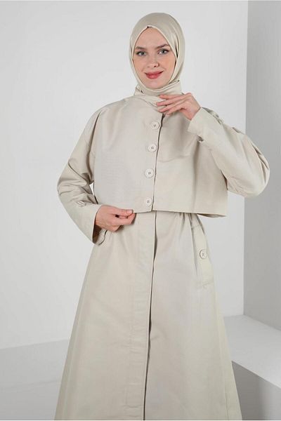 TRENDTESETTÜR Γυναικεία Μπεζ (STONE) Καμπαρντίνα με λεπτομέρεια με κουμπί T 95007