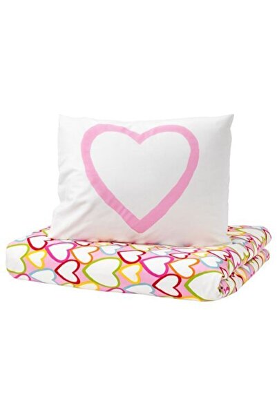 IKEA Tek Kişilik Çocuk Nevresim Takımı Kalp Figürlü,renkli-150x200/50x60 Cm-ç...