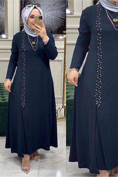 TRENDTESETTÜR Γυναικείο κοστούμι με κεντημένο μπλέ Navy με διπλό παντελόνι T 30911