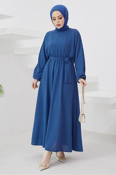 TRENDTESETTÜR ΓΥΝΑΙΚΕΙΟ ΦΟΡΕΜΑ ΜΠΛΕ ΜΠΛΕ (INDIGO) ΜΑΝΤΥΚΙΑ ΕΛΑΣΤΙΚΟ ΖΩΝΗ T 424-1