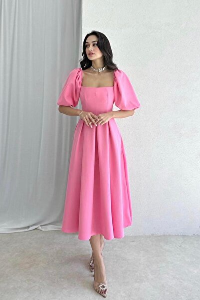 misigo MATMAZEL UZUN BOY ELBİSE PEMBE