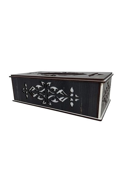 şamaksesuar Wooden Decorative Napkin Box Black & White