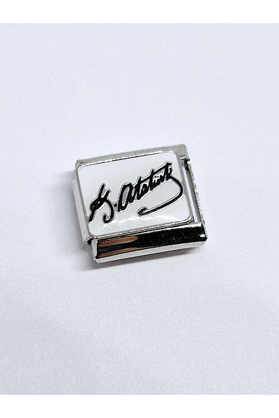 RoseCo00 Ataturk Steel Bracelet Charm - Italian Design