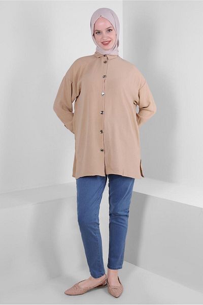TRENDTESETTÜR Γυναικείο Μπεζ (K.BEIGE) Πουκάμισο με κουμπιά T 5234