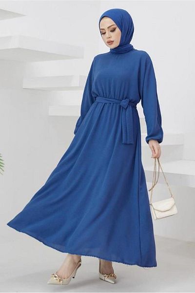 TRENDTESETTÜR ΓΥΝΑΙΚΕΙΟ ΦΟΡΕΜΑ ΜΠΛΕ ΜΠΛΕ (INDIGO) ΜΑΝΤΥΚΙΑ ΕΛΑΣΤΙΚΟ ΖΩΝΗ T 424-1
