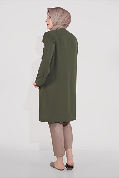 TRENDTESETTÜR Γυναικεία καμπαρντίνα με λεπτομέρεια με κουμπιά χακί T 10234