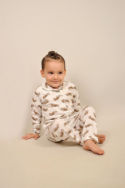 Peki 5-Piece Baby Pajama Set - Soft Cotton, Baby Collar, Tiger, Gift 14809