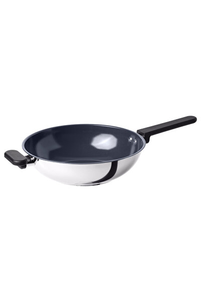 IKEA MIDDAGSMAT WOK TAVA Wok Tava, Yapışmaz Kaplama-Paslanmaz Çelik, 28 cm