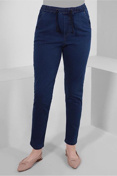 TRENDTESETTÜR Γυναικείο παντελόνι Navy Blue Skinny Leg - Gathered Waist T 6405