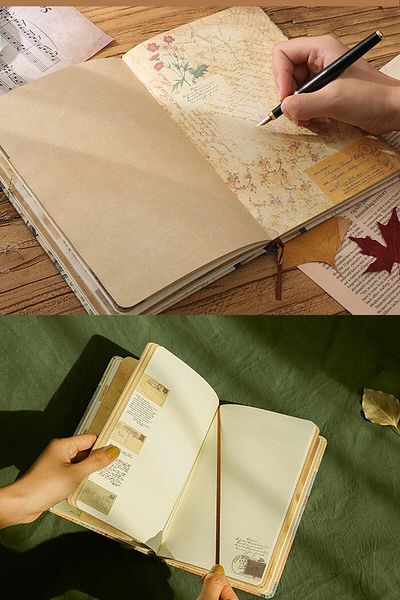 Vox Art طوابع دفتر مذكرات ريترو - 14 × 21 سم - 100 ورقة بغطاء صلب