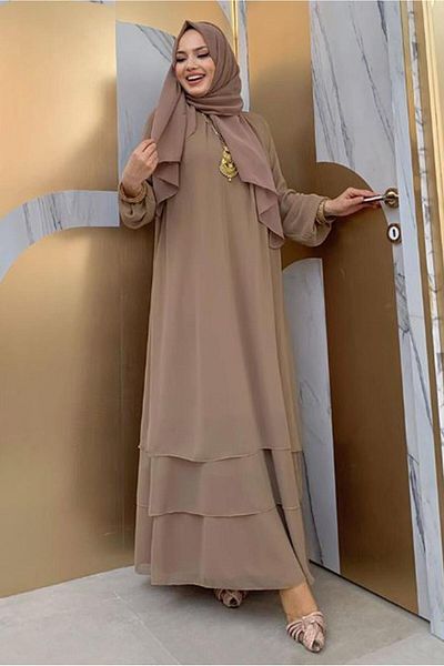 TRENDTESETTÜR Φόρεμα Mink Chiffon Layer - Elastic Cuff, T 0603