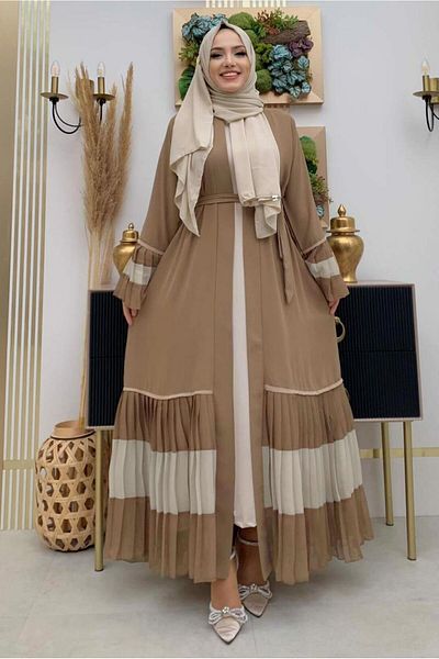 TRENDTESETTÜR Дамска норка с плисирани детайли и волани Abaya T 4547