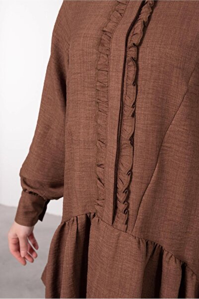 TRENDTESETTÜR Γυναικείο καφέ βολάν με λεπτομέρεια βολάν T 8985