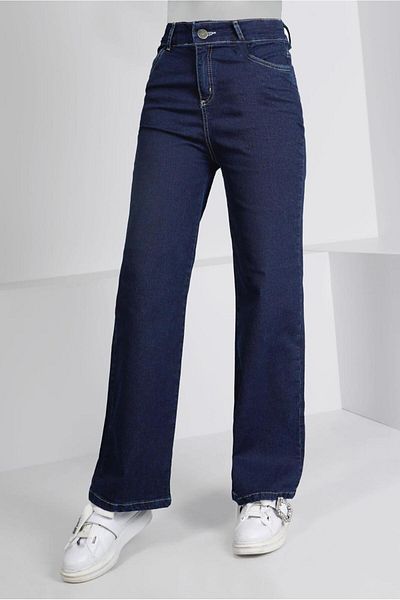 TRENDTESETTÜR Pantaloni de damă albastru bleumarin din denim - Loose Fit T 0505