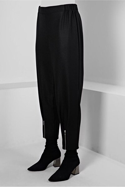 TRENDTESETTÜR WOMEN'S BLACK ZIPPER Detailed PANT T 70438